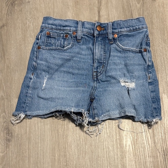 Madewell Light Blue Distressed Jean Shorts - Picture 1 of 4
